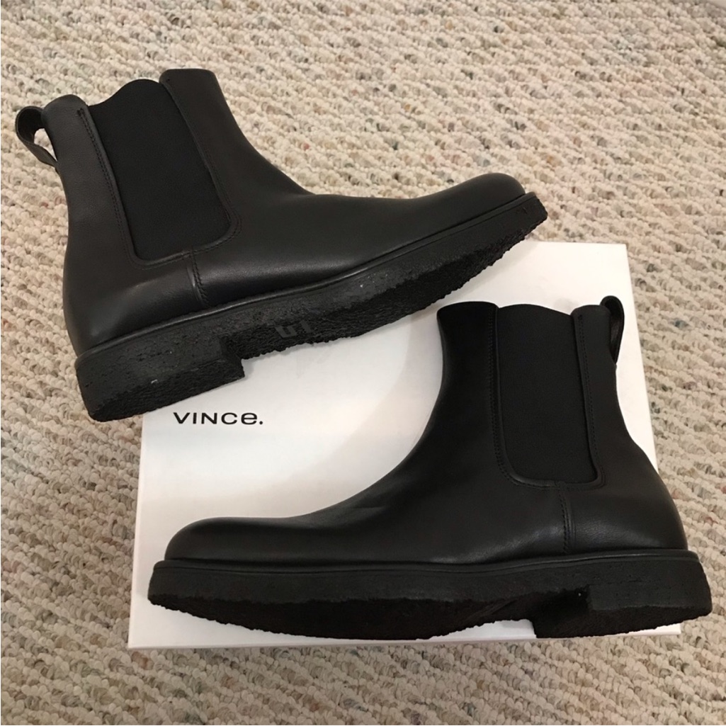 Vince Black Leather Chelsea Boots